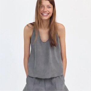 Zara Gray Fillsens Silky Lightweight Racerback Tank Top